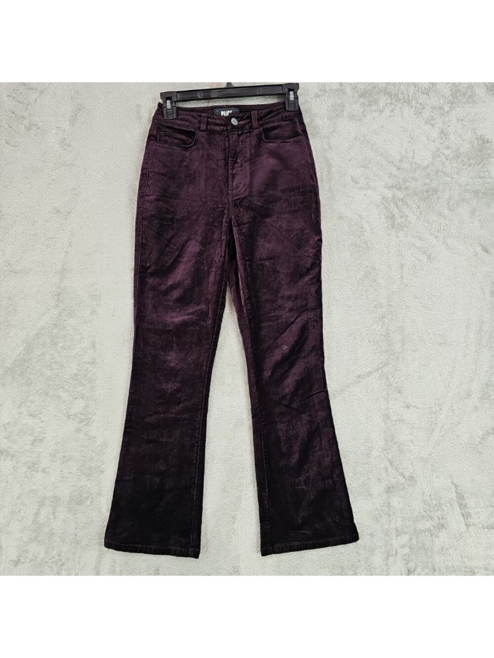 Paige Claudine Ankle Flare Jeans Womens 24 Purple Black Cherry Mid Rise Velvet